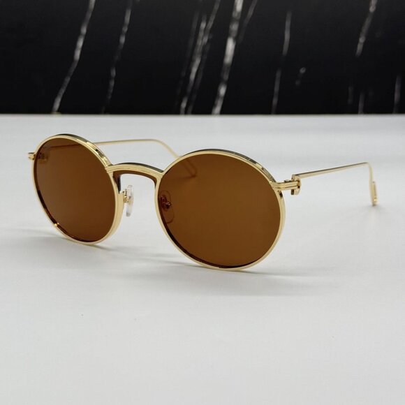 NEW CARTIER CT0274S 002 CARTIER GOLD/BROWN TITANIUM WOMEN CARTIER SUNGLASSES - Picture 4 of 15